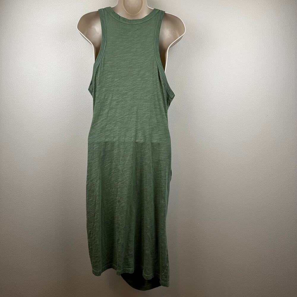 The Normal Brand Dress Slub Knit Tulip Sleeveless Rouching Fern Green L Beachy - Picture 7 of 12